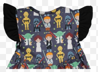 Star Wars Girls Boutique Dress With Leia Darth Vader Yoda - Cartoon png