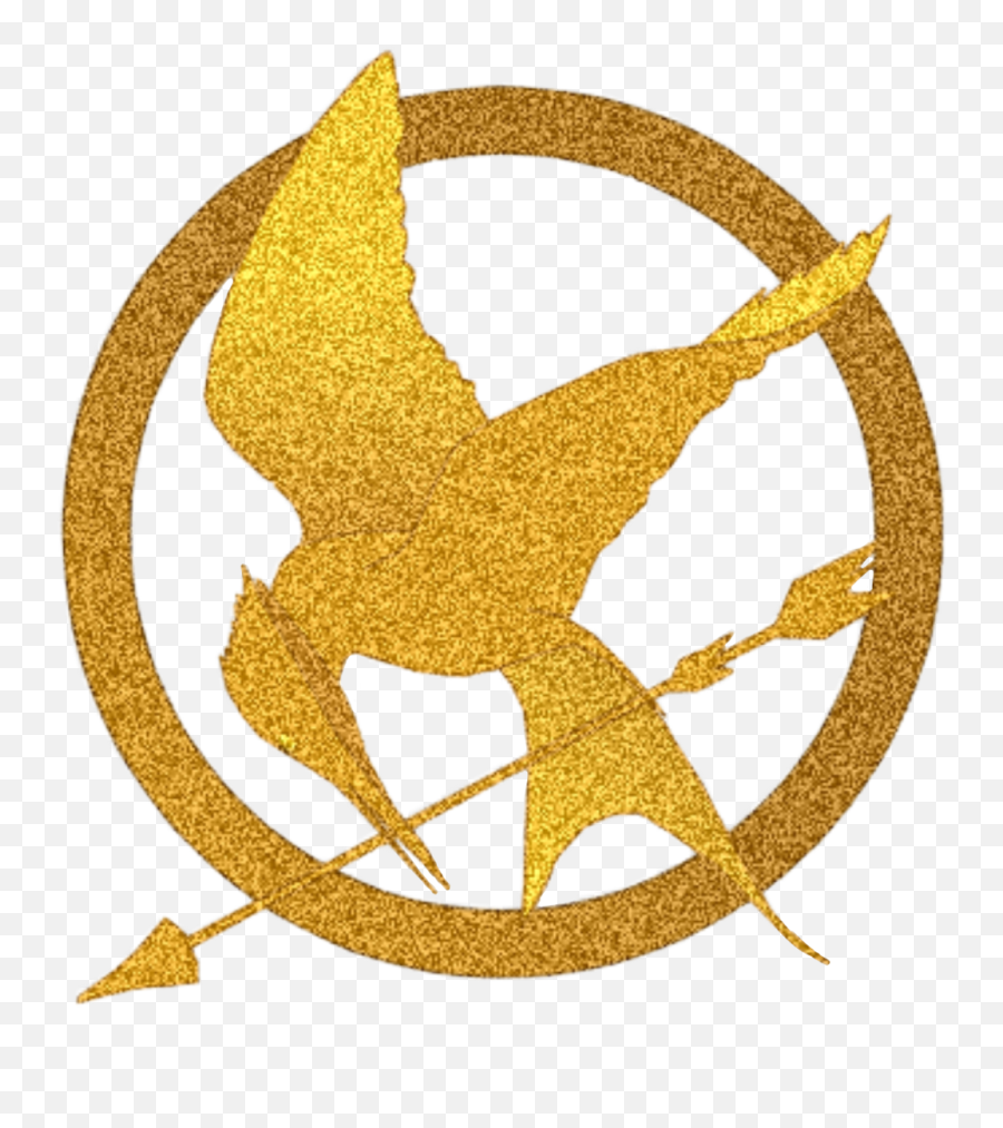 Download Bird Mockingjay Glitter Fire Gold Pin Hunger Games - Transparent Mockingjay Pin Png,Fire Silhouette Png