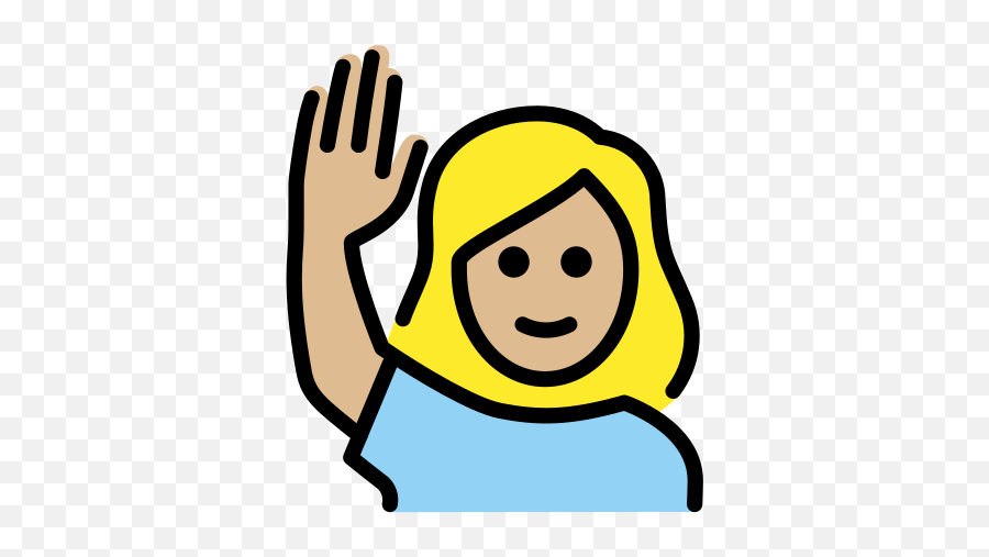 U200d Woman Raising Hand Medium - Light Skin Tone Emoji Free Clipart Woman Waving Png,Raised Hand Icon
