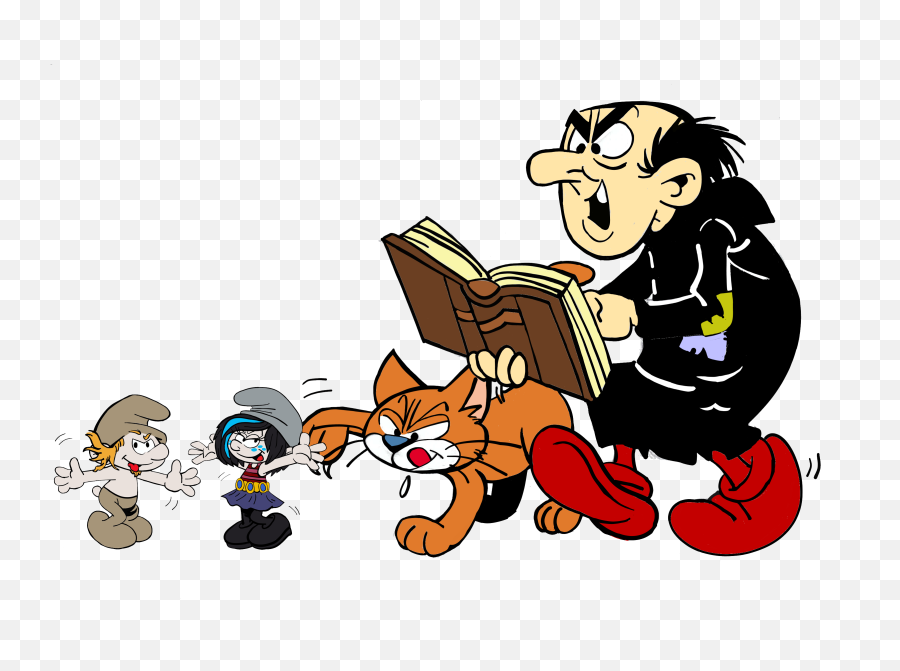 And Hefty Smurf - Smurfs Gargamel And Azrael Clipart Full Gargamel Azrael Png,Smurfs Png