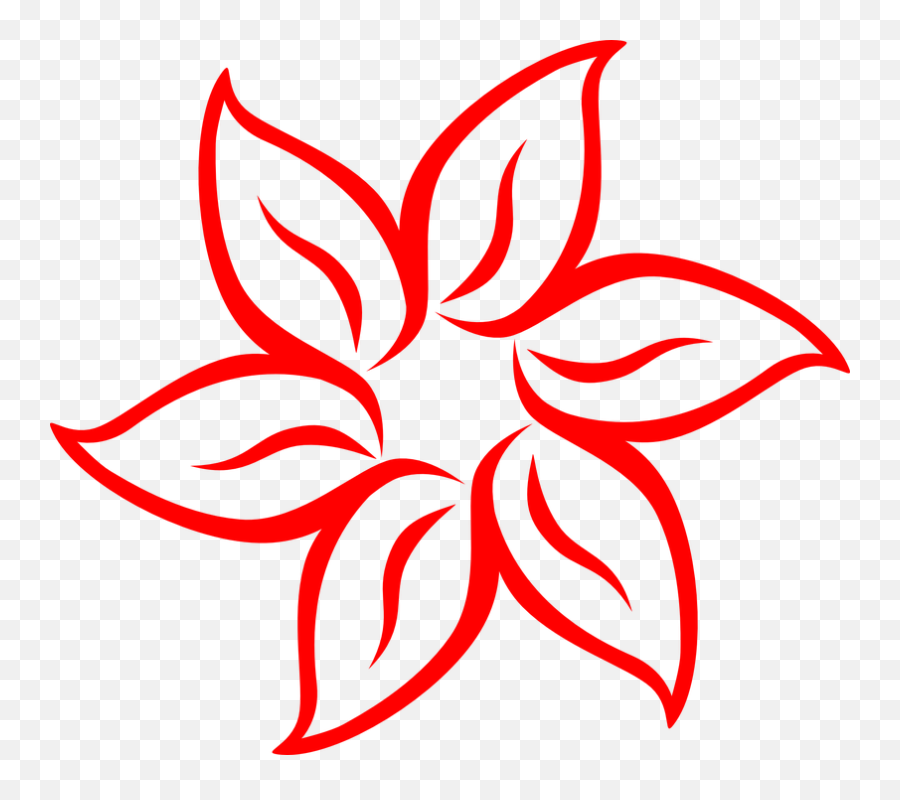 Red Flower Outline Clip Art - Vector Clip Art Flower Png Black And White,Red Flower Png