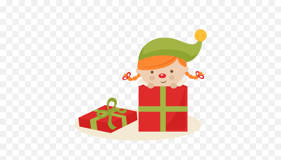 4570book Christmas Elf Girl Clipart Png In Pack 6598 - Cute Christmas Presents Png,Elf Png
