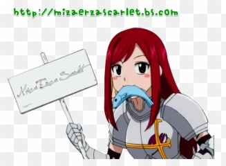 Download Miza Erza Scarlet - Anime Character With Sign Png Gray Fullbuster Png Anime,Erza Scarlet Png