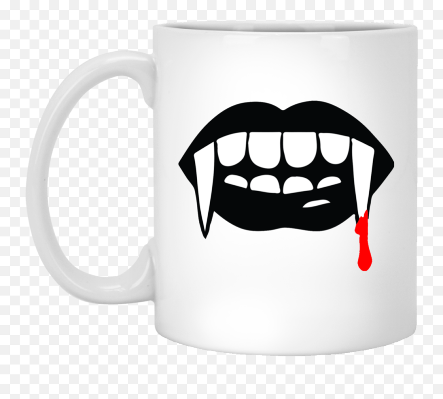 Vampire Fangs Halloween White Mug - Vampire Mouth Clipart Png,Vampire Fangs Png
