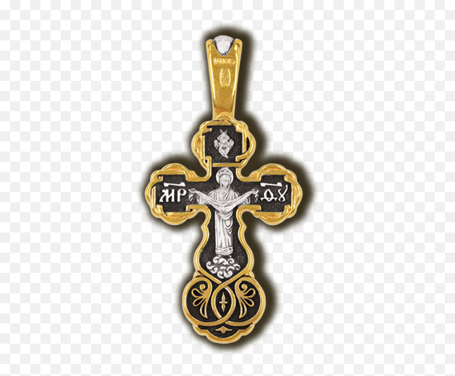 Crucifixion Cross U0026 The Protection Of Holy Virgin Icon Orthodox Pendant - Christian Cross Png,St Mary Icon