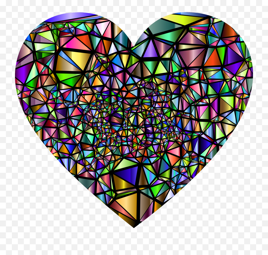 Low Poly Shattered Chromatic Heart With Background - Glass Shattered Heart Png,Hearts With Transparent Background