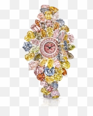 Unique Timepieces - Coloured Diamond Watch png