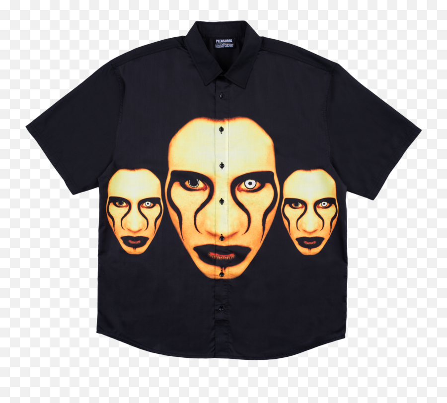 Pleasures X Marilyn Manson Button Down Shirt - Pleasures Marilyn Manson Shirt Png,Marilyn Manson Logo