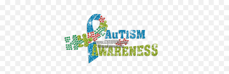 Autism Awareness Ribbon Glitter Rhinestone Transfer Decal - Dot Png,Autism Awareness Png