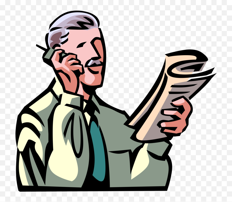 Talking - Old Businessman Cartoon Png,Cell Phone Vector Png
