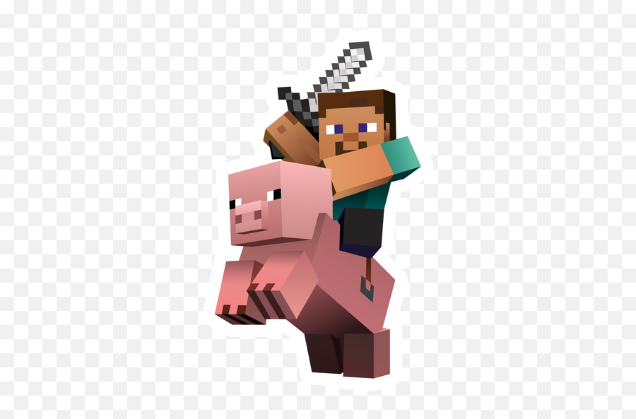 Minecraft Stickers - Sticker Mania Minecraft Character On Pig Png,Minecraft Steve Icon