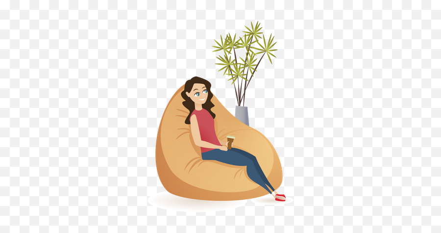 Best Premium Freelance Couple Work By Table In Co - Working Relaxing In A Beabbag Chair Cartoon Png,Spacewoman Icon
