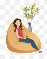 Best Premium Freelance Couple Work By Table In - working Relaxing In A Beabbag Chair Cartoon png