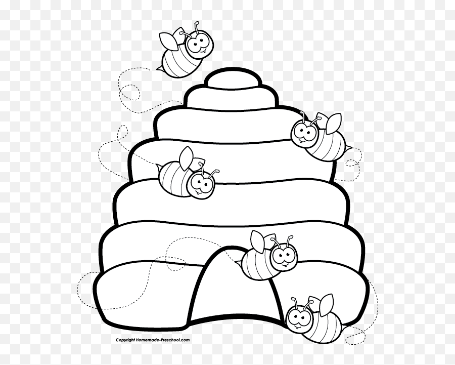 Download Beehive Bee Transparent Image Clipart Png Free - Black And White Bee Hive Clip Art,Bees Png