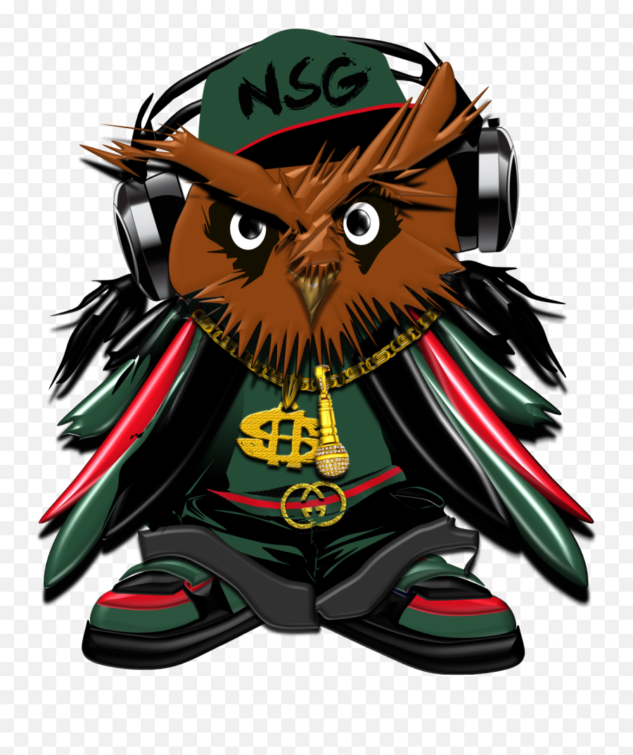 Download Hd Owl Gucci Green Hat Master - Gucci Cartoon Png,Gucci Hat Png