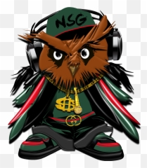 Download Hd Owl Gucci Green Hat Master - Gucci Cartoon Png,Gucci Hat Png