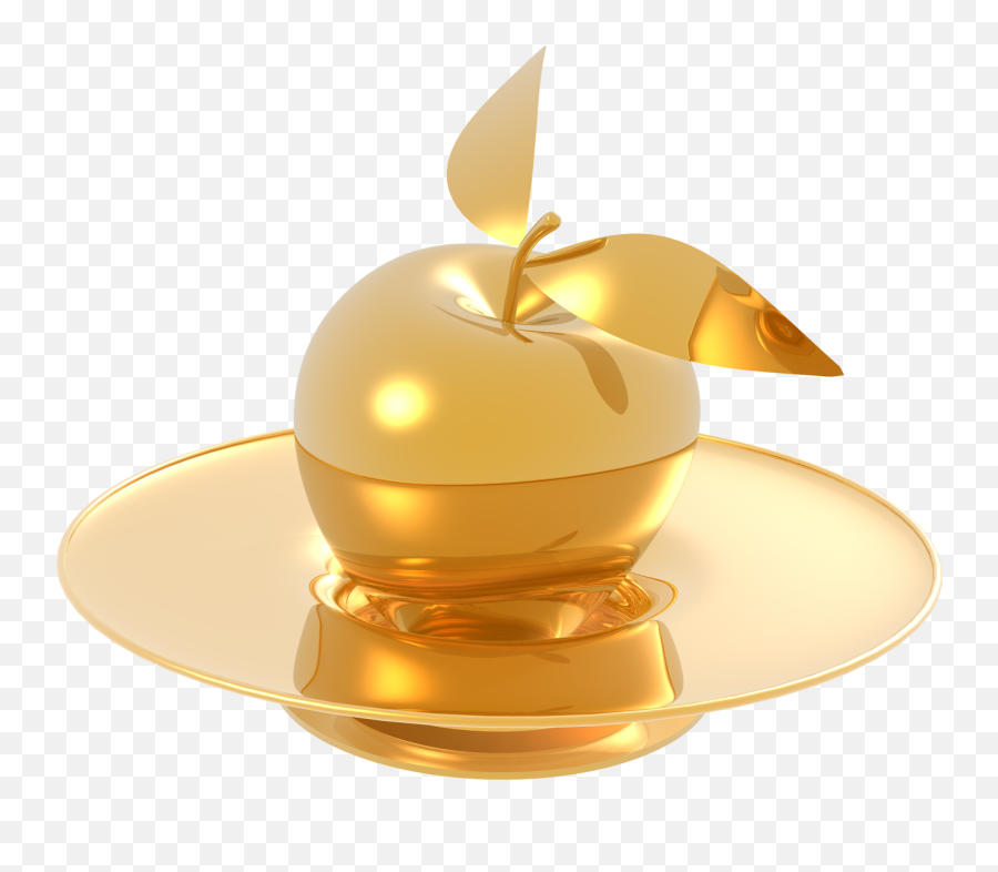 Gold Made Apple And Plate Png Image - Purepng Free Gold Transparent Apple Logo Png,Golden Apple Logo