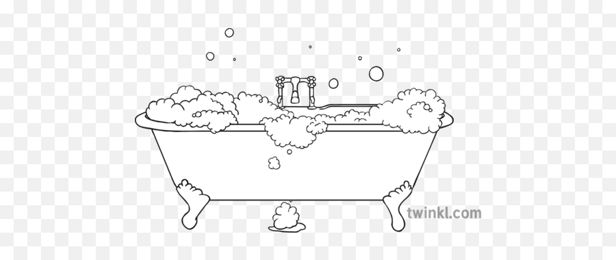 Bubble Bath Black And White - Black And White Bath Illustration Png,Bubble Bath Png