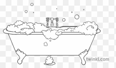 Bubble Bath Black And White - Black And White Bath Illustration Png,Bubble Bath Png