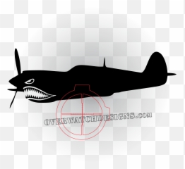 Warhawk Plane With Shark Teeth - 40 Silhouette Sticker png