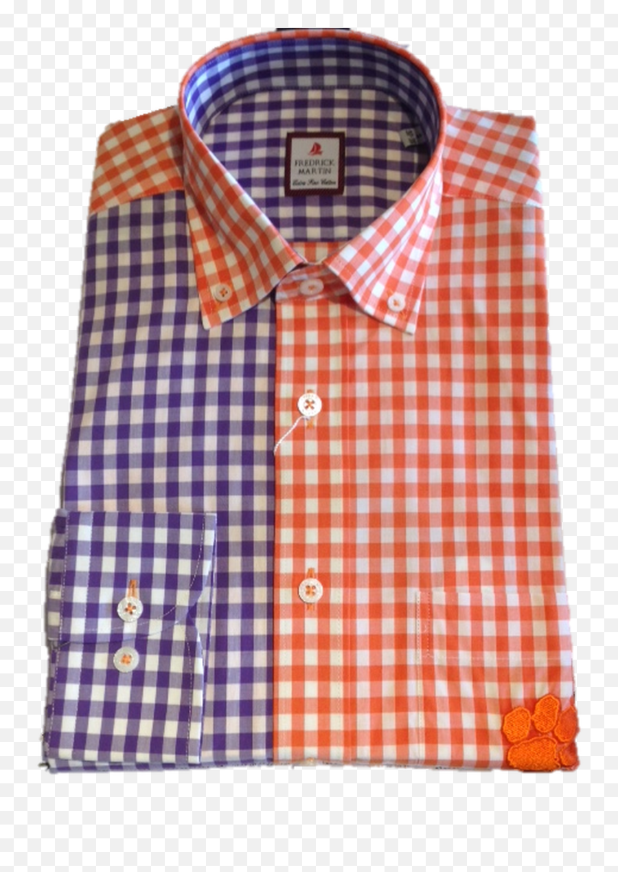 Clemson Paneled Orangepurple Sport Shirt - Paw Logo Dorothy Perkins Black And White Check Shirt Png,Clemson Logo Png