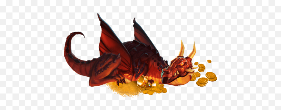 Hd Dragon Lying - Slot Game Character Png,Pile Of Gold Png