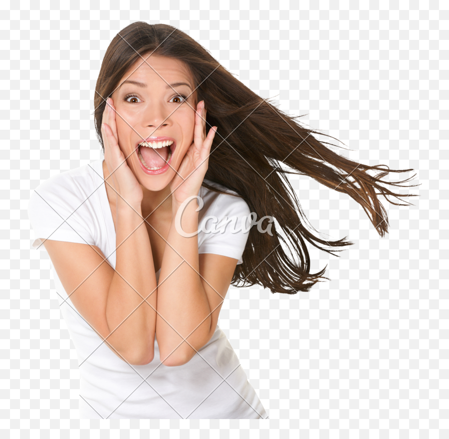 Surprised Excited Happy Screaming Woman - Woman Screaming Face Png,Screaming Png
