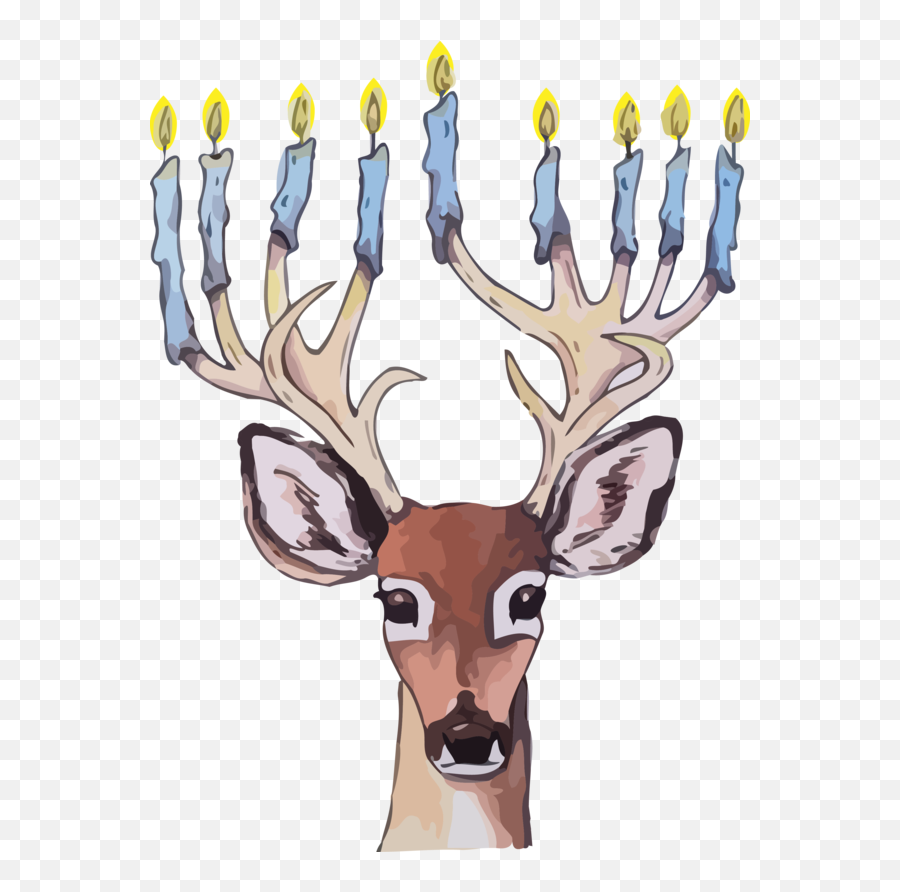 Hanukkah Antler Reindeer Deer For Happy - Illustration Png,Deer Antlers Png