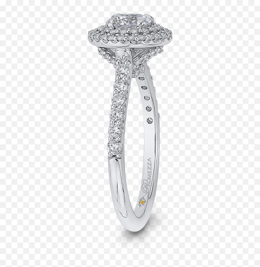 Round Cut Double Halo Diamond Engagement Ring In 14k White Gold - Engagement Ring Png,Halo Ring Png