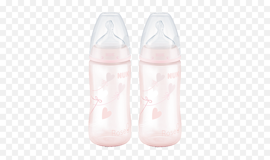 Nuk First Choice Plus Baby Bottle Rose U0026 Blue 300ml Twin Pack - Baby Bottle Png,Baby Bottle Png