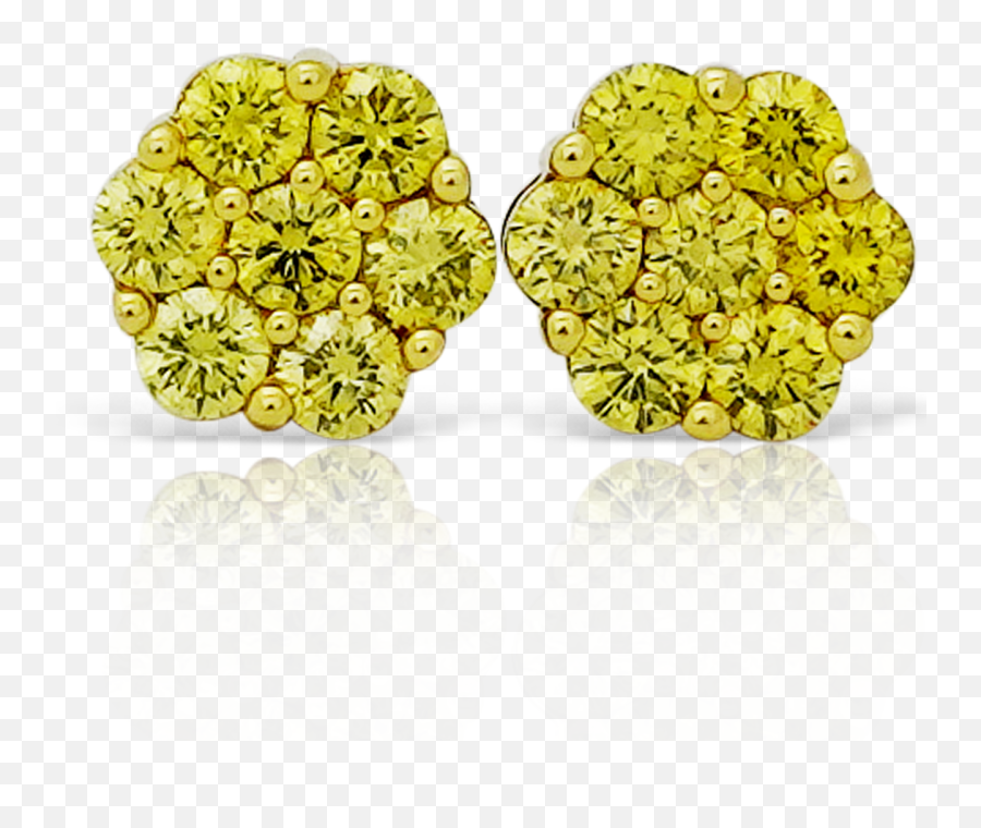 10k Yellow Gold Flower Canary Diamonds 210ctw - Earrings Png,Grillz Png