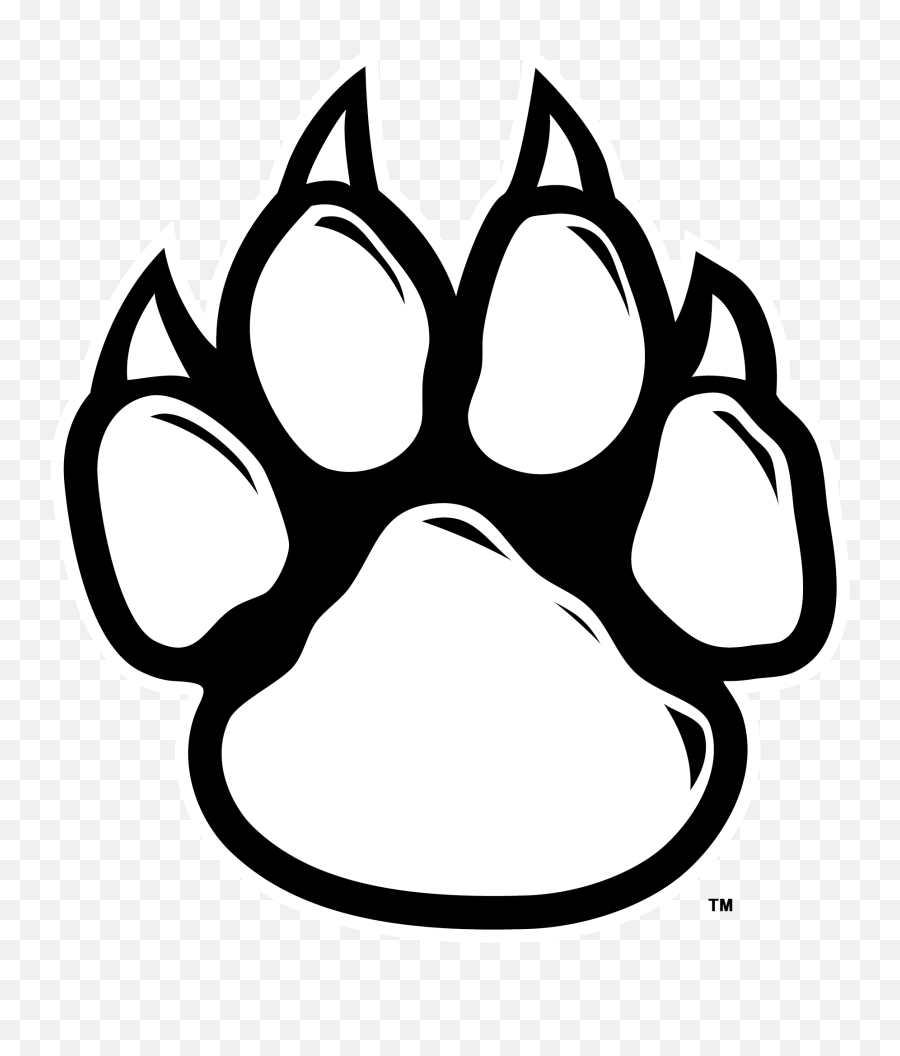 Arizona Wildcat Pawprint Black And - Outline Wolf Paw Print Png,White Paw Print Png