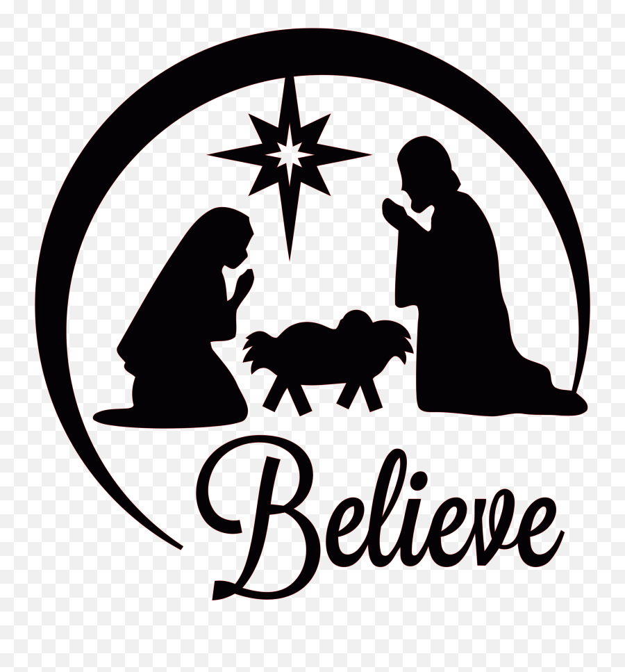 Jesus Nativity Church Christmas Clipart - Silhouette Nativity Scene Clipart Png,Nativity Png