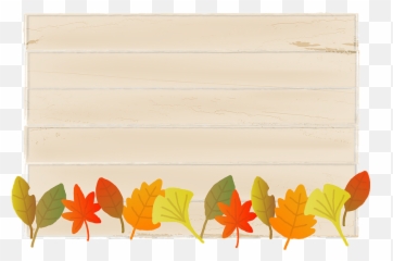 Wooden Board Autumn Leaves Clipart - png