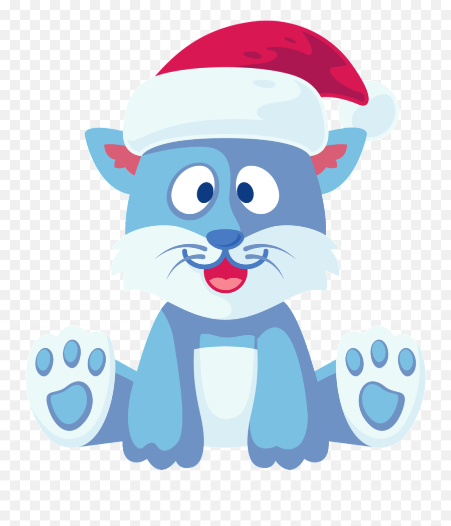 Download Tiger Transparent Cartoon Sitting In A Christmas - Cartoon Png,Cartoon Santa Hat Transparent