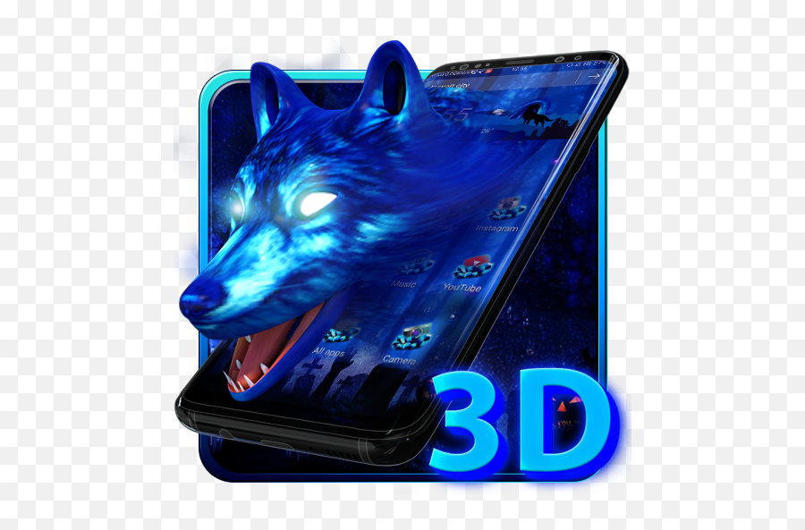 3d Neon Ice Wolf Launcher Theme 112 Apk Download - Com Portable Communications Device Png,3dion Icon Pack