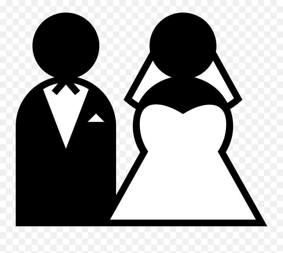 Wedding Couple Black And White - Bride And Groom Cartoon Png,Married Couple  Png - free transparent png images 