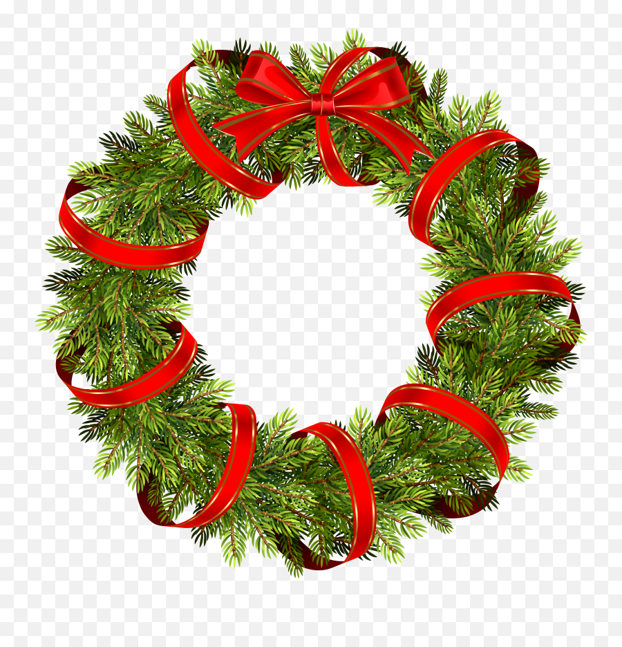 Pine Wreath Transparent Png Clipart - Bow On Christmas Wreath,Christmas Reef Png