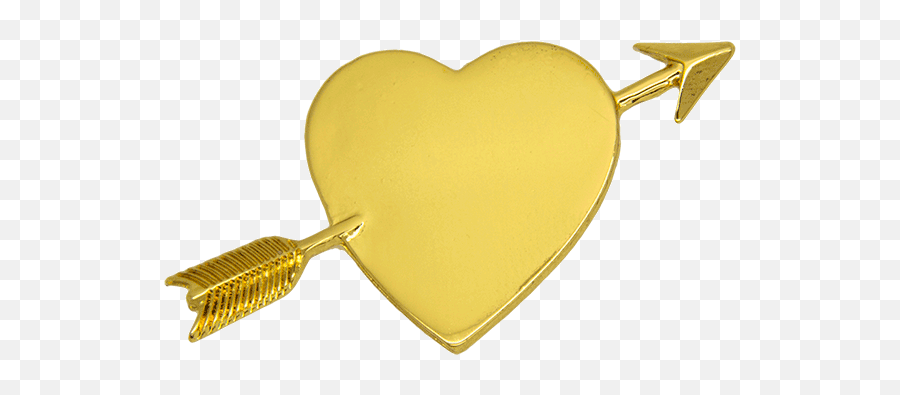 Download Heart With Arrow Pin Gold - Arrow In Yellow Heart Png,Gold Arrow Png