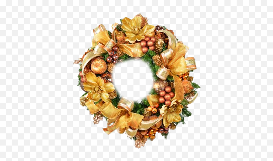 Gold Christmas Wreath Png File - Wreath,Gold Wreath Png