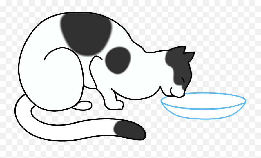 Download White Cat Drinking Clipart - Cat Drinking Milk Draw A Cat Drinking Milk Png,Milk Clipart Png