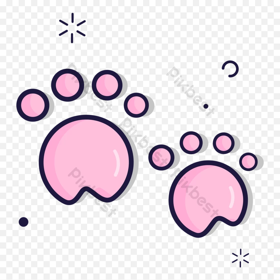 Cartoon Cat Paw Print Icon Vector - Dot Png,Print Icon Png