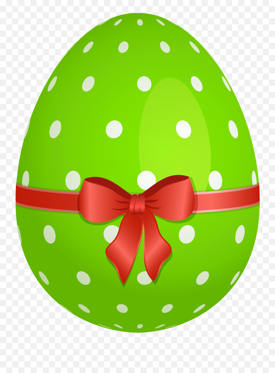 Green Dotted Easter Egg With Red Bow Png Clipart - Clipartsco Easter Egg Clipart Png,Red Bow Png