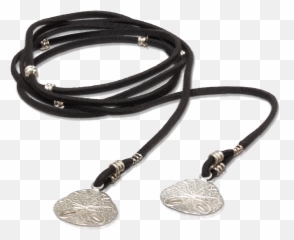 Choker Tie Wrap Silver Sand Dollar - Black Leather Pendant Png,Sand Dollar Png