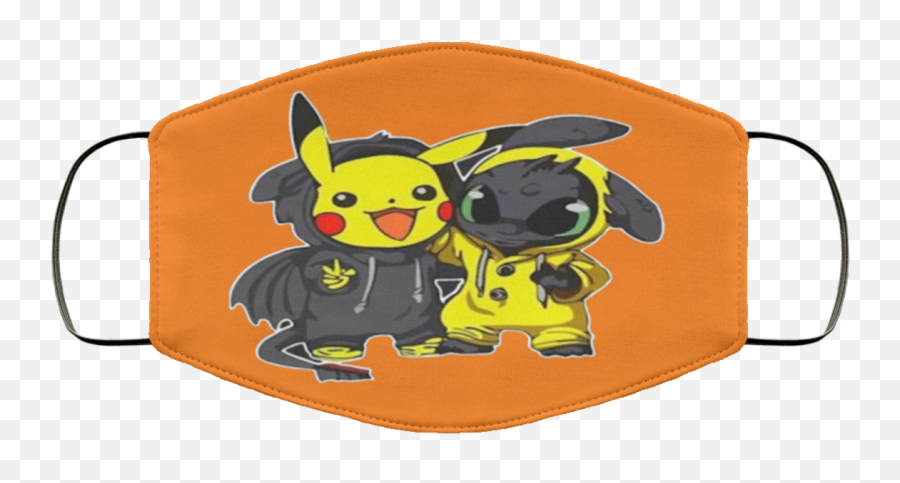 Pikachu And Toothless Face Mask Reusable - Cloth Face Mask Png,Pikachu Face Png