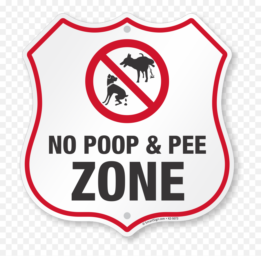 No Dog Poop And Pee Zone Shield Sign - Route 66 Arizona Sign Png,Dog Poop Png
