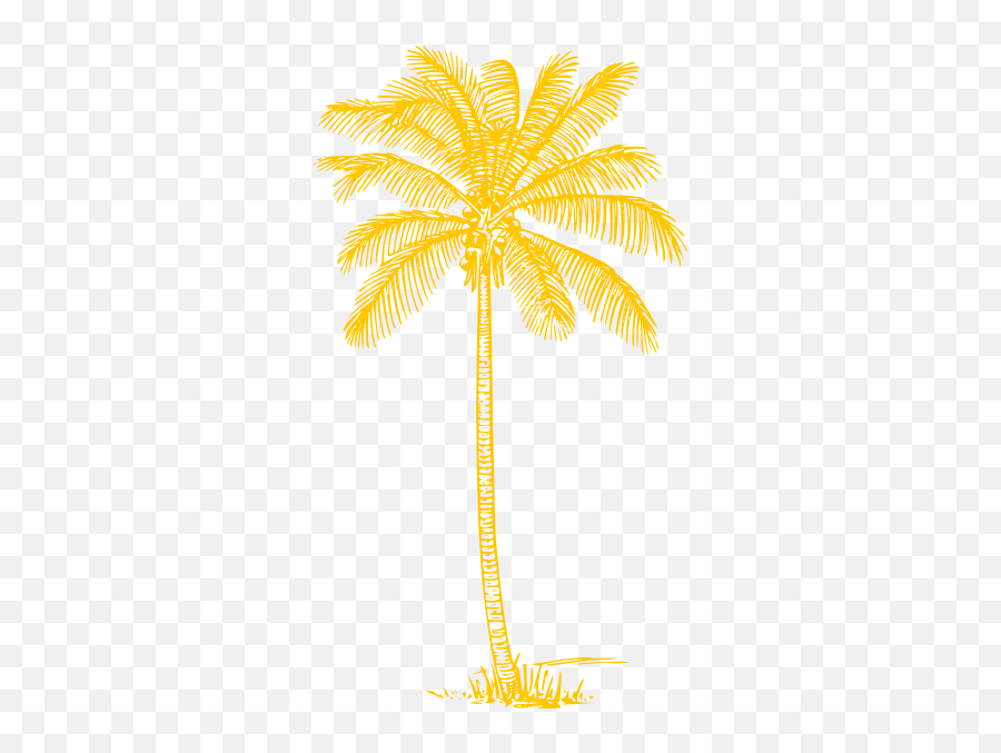 Yellow Palm Tree Clip Art - Coconut Tree Clipart Black And Palm Tree Png Drawing,Palm Tree Clipart Png