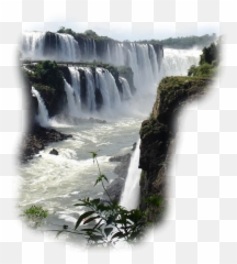 Waterfall Painting River Stream Water Resources - Painting Iguazu Falls Png,Waterfall Png
