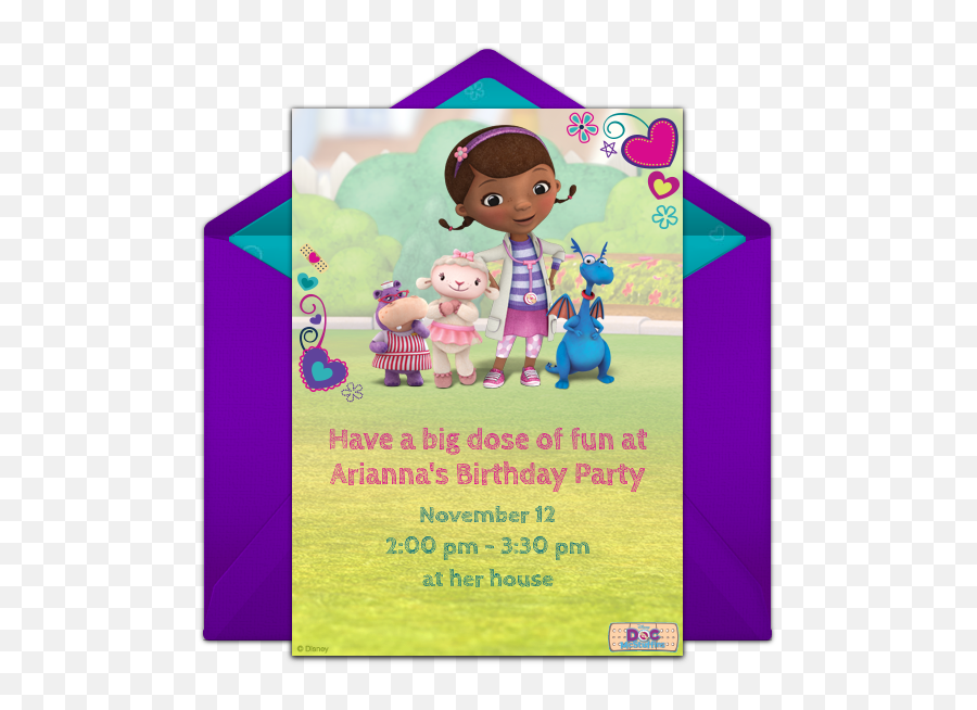 Free Doc Mcstuffins Online Invitation - Punchbowlcom Barbie Magical Princess Invitation Png,Doc Mcstuffins Png