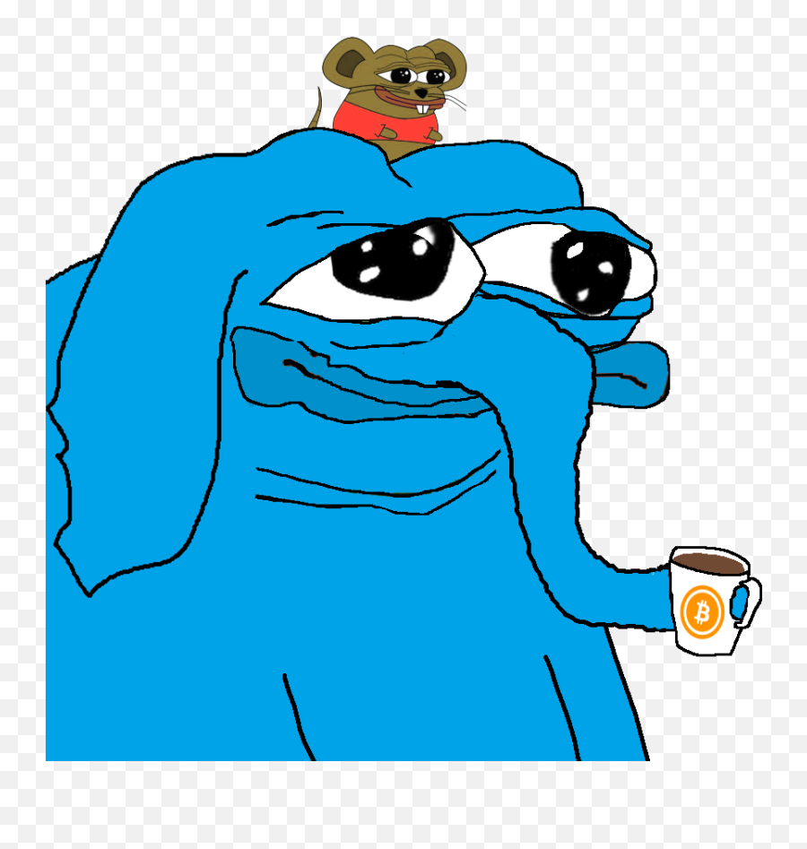 Download Blue Elephant Pepe Mouse Bitcoin Coffee - Cartoon Pepe Mouse Png,Pepe The Frog Png